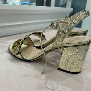 Gold Gucci gg marmont heel sandals size 7.5